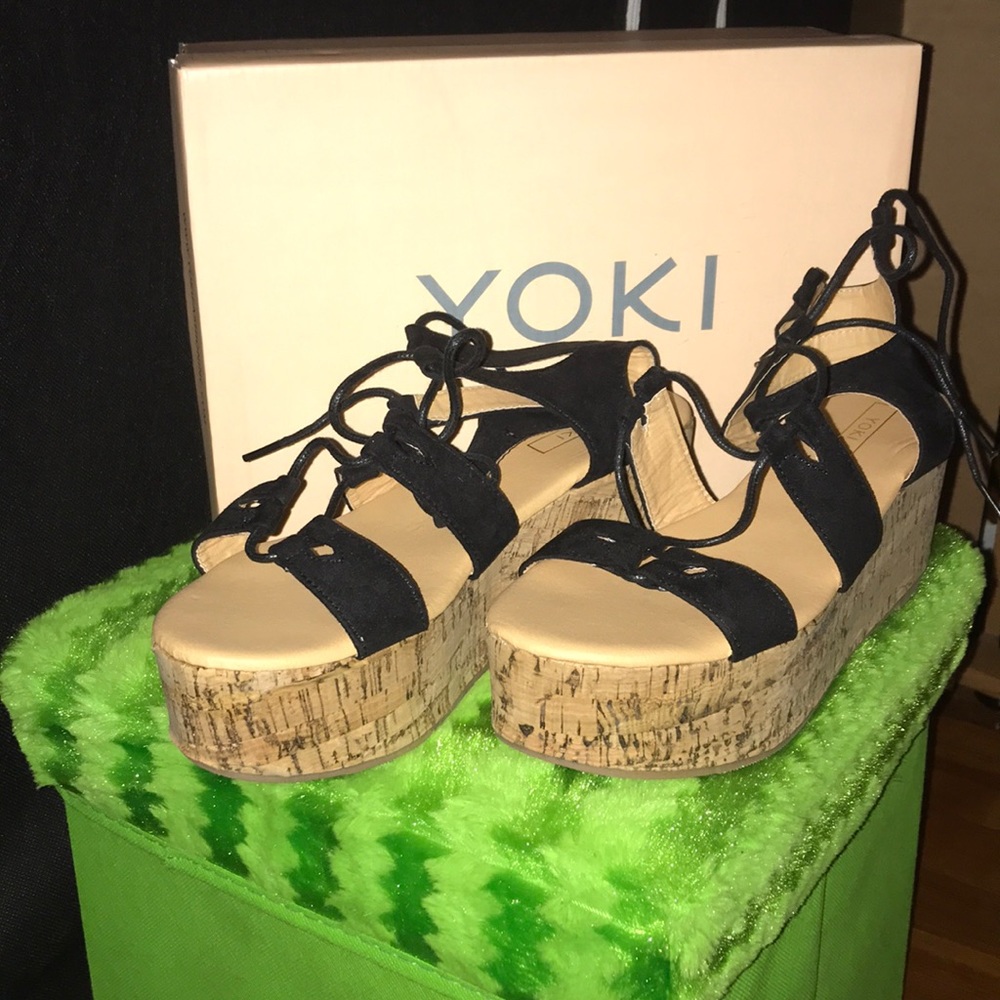 Worn once: YOKI BRAND CORK FLATFORM FOR SALE